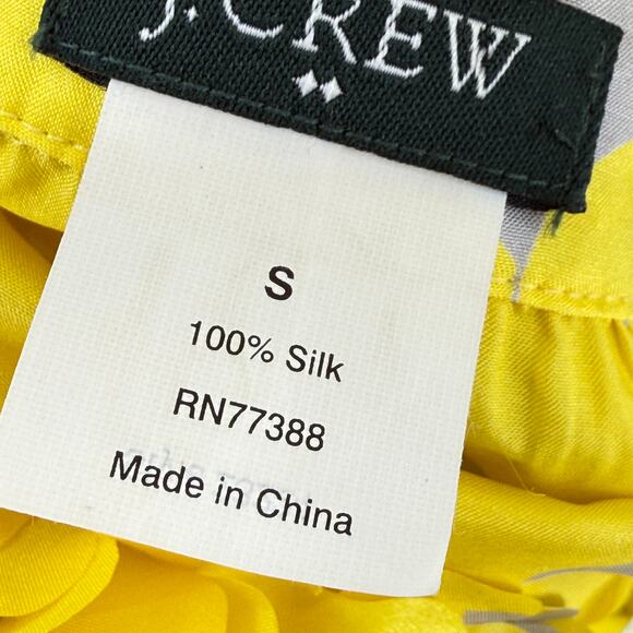 J Crew Womens 100% Silk SLeveless Blouse Yellow Purple Petal Neck Size Small - Picture 4 of 4
